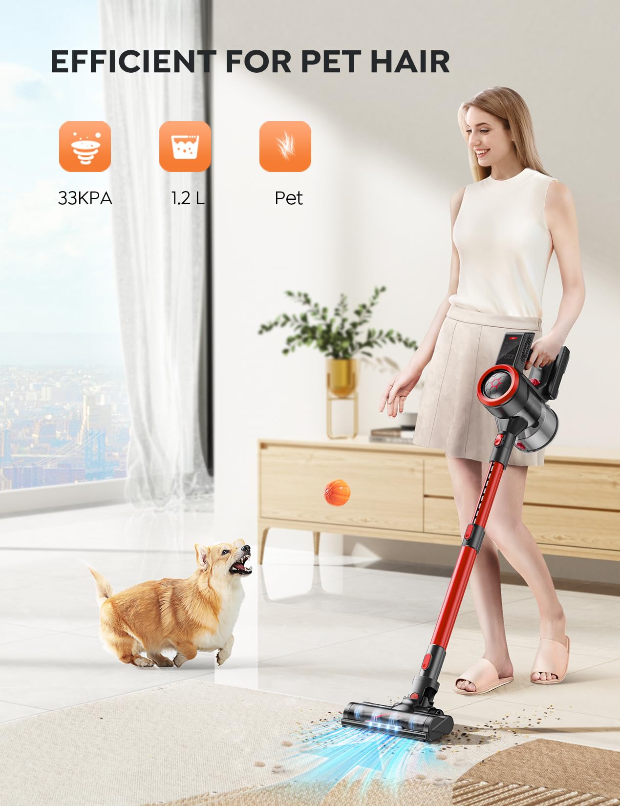 Cordless Vacuum Cleaners 450W 33KPa Powerful Touch Display
